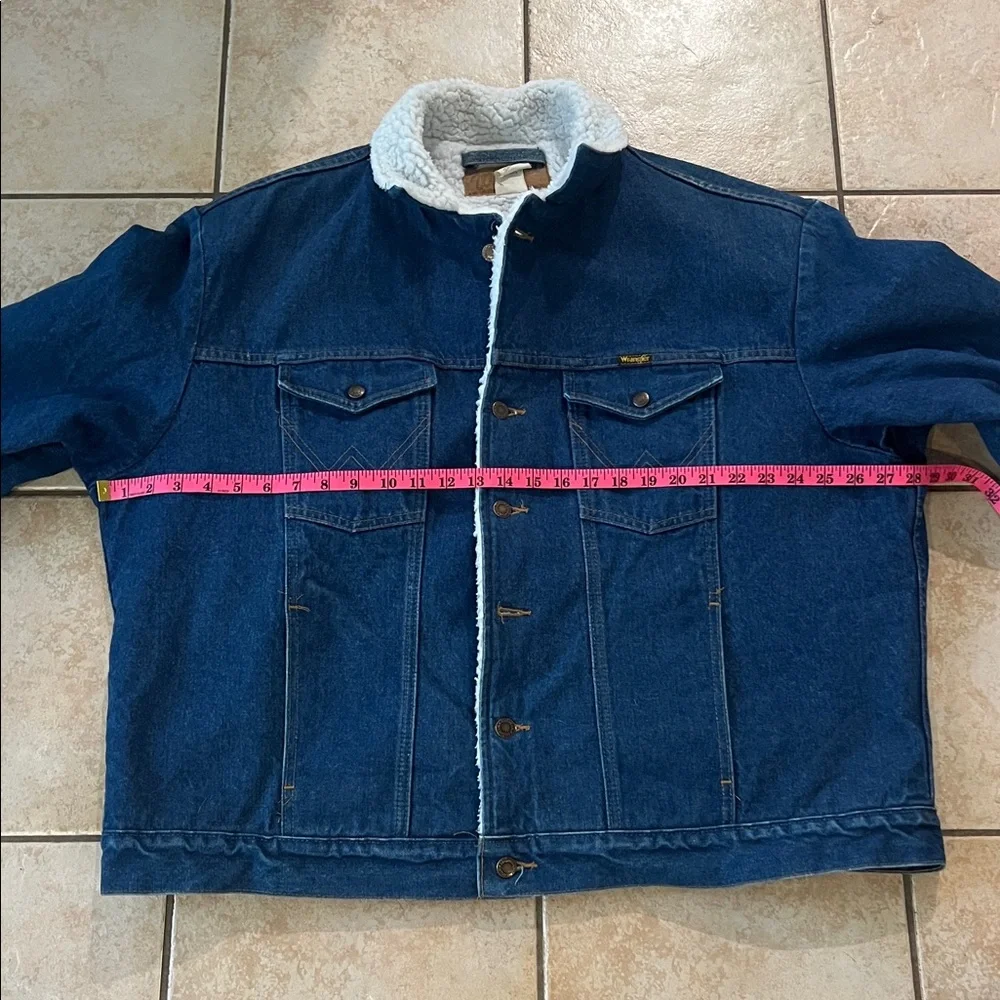 VINTAGE EUC Wrangler Western Denim‎ Jacket Shearling Lining, Sz XXL
